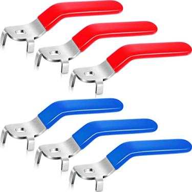 Imagem de Alavanca de 6 peças para válvula esférica de aço inoxidável manípulo de válvula de 1/4 de volta com furo tamanho 5 x 8 x 2 mm para substituição de torneira externa babador de mangueira de reparo, azul e vermelho