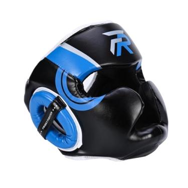 Imagem de MotiveTech Capa de Cabeça para Boxe, Proteção Facial Acolchoada, Cobertura Total, Espessada, Proteção Facial Completa, Equipamento de Proteção para Treinamento D, azul S