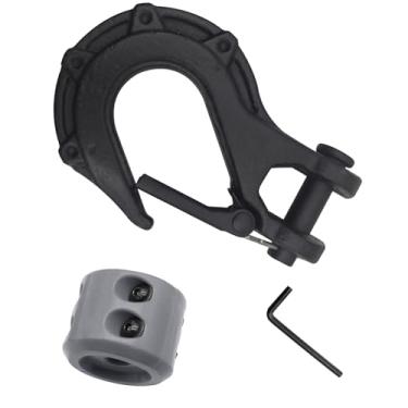 Imagem de HASHENTA Gancho de guincho de 3/20.3 cm com rolha de cabo - Aço de segurança grau 70 máx. 14,999 kg Conjunto de rolha de cabo de guincho para corda de guincho, UTV, ATV, off-road (cinza)
