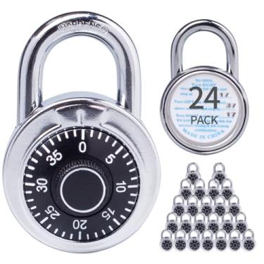 Imagem de XanHen Cadeados combinados com corpo de metal, uso interno para armários de academia e escola, preto, pacote com 24