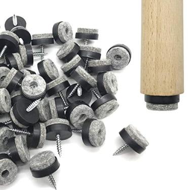 Imagem de 60 peças – Almofadas de feltro pretas rosqueadas de 2,5 cm para móveis, cadeiras, protetores de chão para pés de madeira