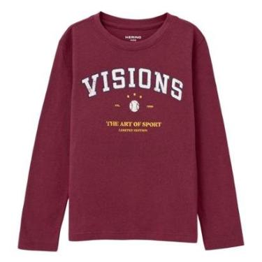 Imagem de Camiseta Hering Vinho Infantil Menino Manga Longa Com Estampa-Masculino
