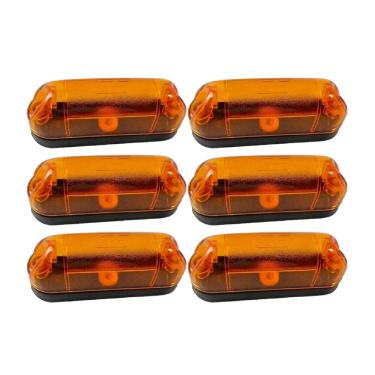 Imagem de Lanterna Lateral Delimitadora Caminhão Baú Pequena Kit 6 pçs