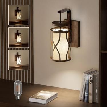 Imagem de HYMELA N10-1 Arandelas De Parede Estilo Fazenda, Luminária Pendente Regulável, Abajur Linho, Base Metal, Iluminação Rústica Com Fiação, Luzes Para Quarto, Cabeceira E Sala Estar (Lâmpada Incluída)