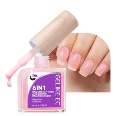 Imagem de gelike ec Proteína Fortalecedora De Unhas Para Unhas Danificadas: Rosa 6 Em 1 Fortalecedor Natural De Unhas Extra Forte E Crescimento - Reparação Duradoura Para Unhas Danificadas - Óleo De Crescimen
