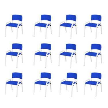 Imagem de Kit 12 Cadeiras Infantil Iso, Escola, Base Branco- Azul