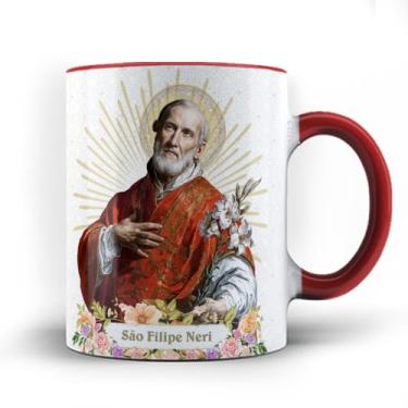 Imagem de Caneca xicara porcelana Fé São Filipe Neri 25 (Preta)