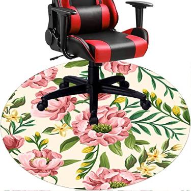 Imagem de Tapete de cadeira de escritório com flores, textura de flor, tapete de cadeira de mesa para piso de madeira de escritório em casa, protetor de piso de pilha baixa, redondo 119 cm