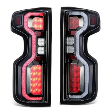 Imagem de DNA MOTORING Par de luzes traseiras de barra de luz LED compatível com Chevy Silverado 1500/2500 HD/3500 HD/2022 1500 LTD WT LT 2019-2025 com luzes traseiras de halogênio, lente transparente/refletor