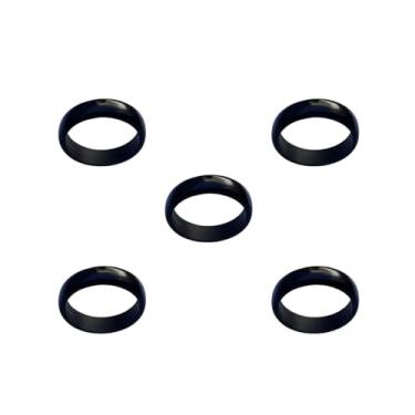 Imagem de Kit 5 Anel De Coco Tucum Unissex Preto Brilhoso