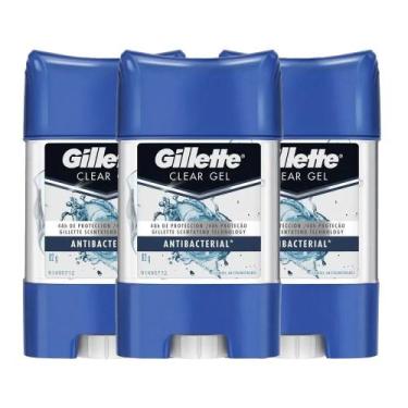 Imagem de Kit Desodorante Gel Antitranspirante Gillette Antibacterial 82g - 3Uni