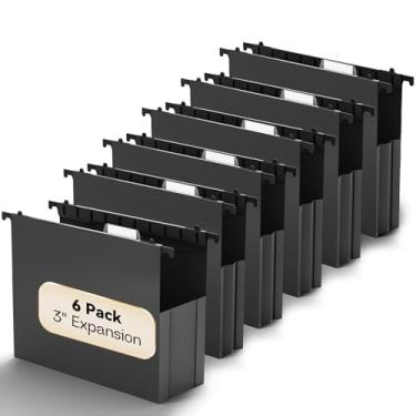 Imagem de NORDUN Pasta de arquivo de plástico com capacidade extra, pacote com 12 pastas de arquivo expansíveis, tamanho carta, pastas resistentes, expansão de 7,6 cm, pastas suspensas reforçadas projetadas