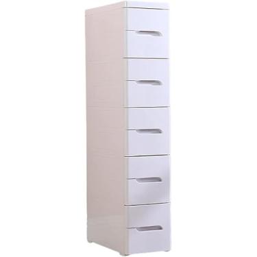 Imagem de Armário De Armazenamento De Gaveta De 20 Cm De Largura Banheiro De Cabeceira Armário De Armazenamento De Lacuna Estreita Prateleira De Cozinha, White-gray, 5 layers