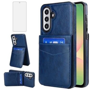 Imagem de Asuwish Capa de telefone para Samsung Galaxy A56 5G com protetor de tela de vidro temperado e suporte para cartão de crédito capa carteira suporte acessórios de celular de couro A 56 56A LTE SM-A566V