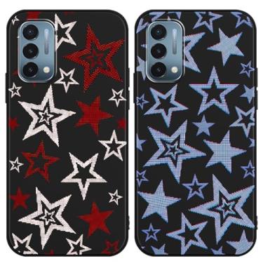 Imagem de Zrutru Pacote com 2 capas de telefone coloridas estrela para Oneplus Nord N200 5G 16,5 cm, desenho animado fofo kawaii, design estético, capa protetora de TPU preto para meninas e mulheres