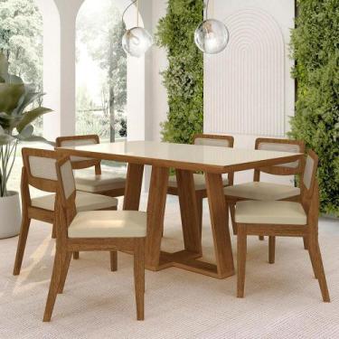 Imagem de Mesa Sion 1,60 Com 6 Cadeiras Sextavada Freijó/off/material sintético 