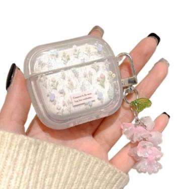 Imagem de QYFZXLV Capa de fone de ouvido para Airpods 4 com gancho, capa protetora transparente à prova de choque, capa macia para mulheres femininas (rosa)