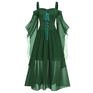 Imagem de Lxitoler Witch Dress for Women Renaissance Gothic Dress Plus Size Halloween Costumes Sexy Victorian Dresses Vibrant Green