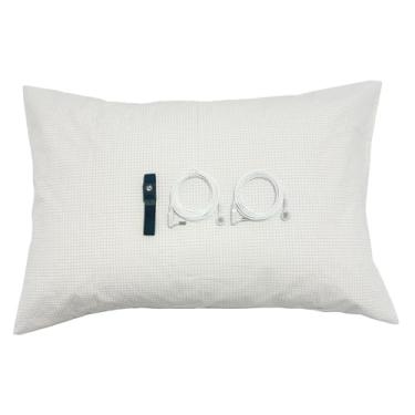 Imagem de EMIKITS Fronha de aterramento atualizada 10% fibra de prata e 90% algodão orgânico, capa de travesseiro Empower Body Energy aterrada, Queen 50 x 76 cm, branca