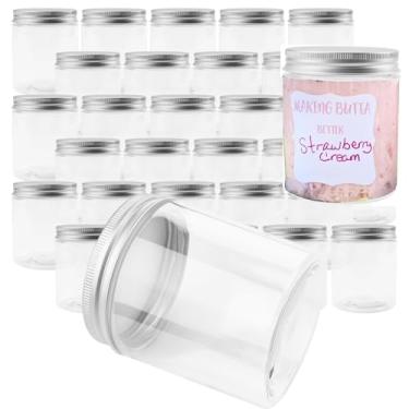 Imagem de ZEONHEI Pacote Com 30 Potes De Plástico 8 Oz Tampa Alumínio, Boca Larga, Recipientes Vazios Transparentes Para Armazenamento Alimentos, Amostras Geleia Cremosa