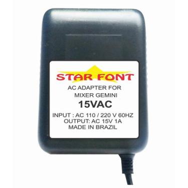 Imagem de Fonte AC 15VAC 1A Compatível com Mesa de Som Mixer Gemini A411500500u 