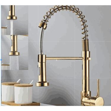 Imagem de Torneira Cozinha Gourmet Inox Luxo Modelo:agua Fria Parede Dourado