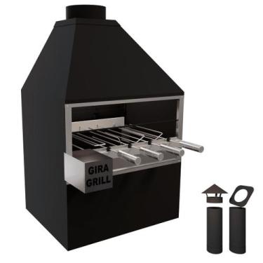 Imagem de Churrasqueira de Parede E70 - Com Gira-Grill 4 Espetos - Brasileña