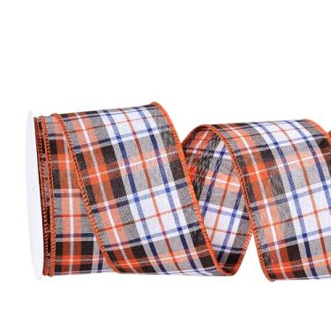 Imagem de YAMA Fita com fio de serapilheira de outono 6 cm x 10 metros, fita xadrez de búfalo laranja fita guingham com fio para guirlandas de outono, decoração de festa de Ação de Graças, Dia das Bruxas (E)