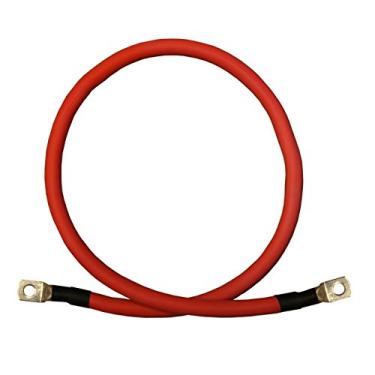 Imagem de Cabos de inversor de bateria PowerFlex de cobre puro de 2 AWG calibre único vermelho de 3,5 cm com porcas de 0,95 cm para energia solar, RV, automóvel, carro marinho, barco