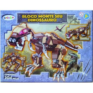 Imagem de Bloco de Montar Monte Seu Dinossauro 204 Peças - brink+