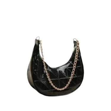 Imagem de Baguete meia lua Bolsa Feminina Lateral Lisa(Pto verniz)