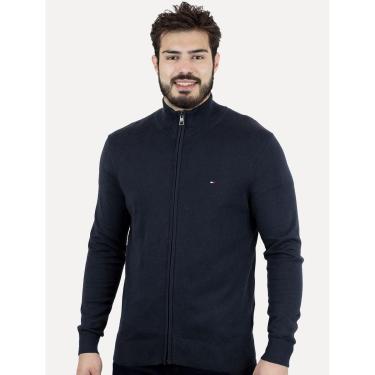 Imagem de Suéter Tommy Hilfiger Masculino Essential Cotton Zip Through Azul Marinho-Masculino