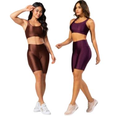 Imagem de KIT 2 Tops e Bermuda New Zig 3D Serra e Mar Conjunto de Academia-Feminino