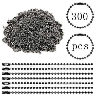 Imagem de 300 unidades de corrente de bola preta a granel, corrente de contas de metal, correntes de chaveiro, metal banhado a níquel preto 9,9 cm de comprimento 2,4 mm, para decoração de Natal pendurada