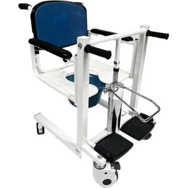 Imagem de Cadeira De Rodas Hidráulica Para Elevador De Pacientes Com Assento Dividido De 180° E Bedpad Cadeira De Transferência De Elevador Médico Portátil De Transferência De Metal