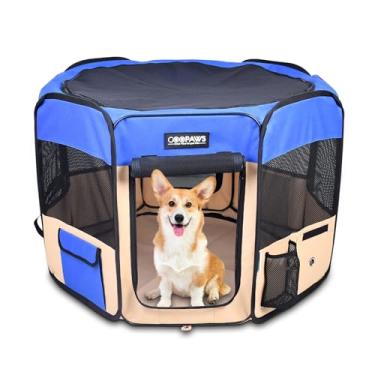 Imagem de Canetas de brinquedo para cães JESPET de 91 cm, 114 cm e 155 cm, caneta de exercícios para cães macia portátil com bolsa de transporte para filhotes gatinhos coelhos, uso interno/externoJESPET 45" x 45" x 24"H azul-royal A1