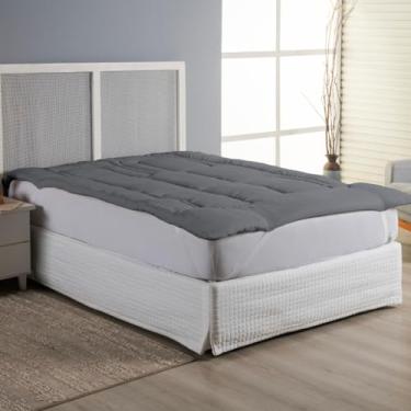 Imagem de Pillow Top Solteiro 400 Fios Fibra Siliconada Protetor de Colchão 01 Peça Cinza