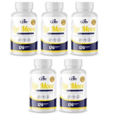 Imagem de Kit Com 5 Liv Move - Msm, Colágeno Tipo II, Cálcio, Magnésio e Manganês 120 Caps de 500mg Celliv-Unissex