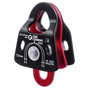 Imagem de GM CLIMBING Micro polia dupla de 40 kN, rolamento de bola de mente Prusik, UIAA CE para progresso, sistema de captura, sistema de reboque, resgate, escalada de árvores,