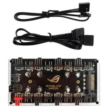Imagem de HUB 2 em 1 Controlador PWM 4 Pinos, LED ARGB 5V, 3 Pinos, 8 Portas, Alimentação Sata