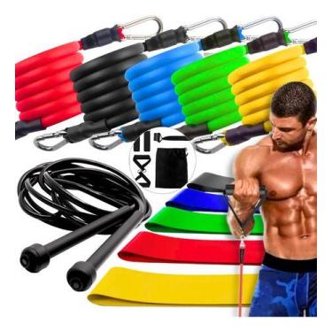 Imagem de Kit Elásticos Treino Academia Exercício Extensor Corda Pular - Prime B