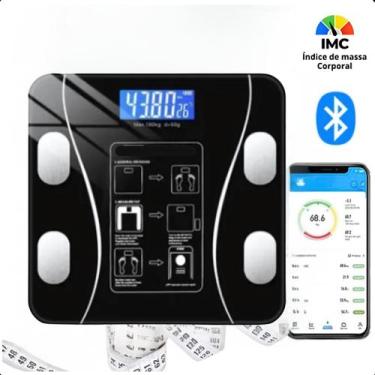 Imagem de Balança Corporal Bluetooth Vidro Preto Completa Bioimpedância App Nf -