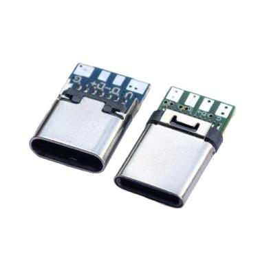 Imagem de Kit de conector USB tipo C, 10 pares de plugues de solda DIY macho e fêmea, reparo de soquete PCB