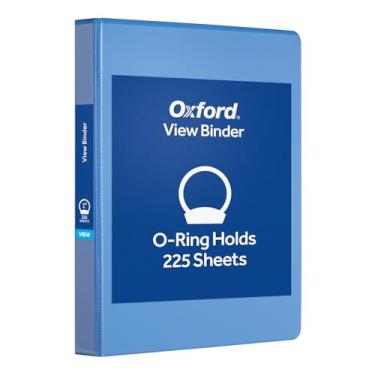 Imagem de Oxford Fichário de 2,5 cm durável, 3 anéis de 2,5 cm com capa de visualização, dobradiça XtraLife, antiaderente, sem PVC, azul, capacidade para 225 folhas (1017670)