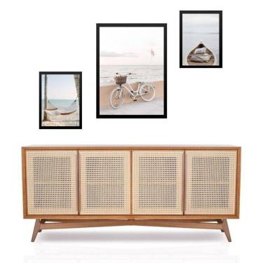 Imagem de Set 3 Quadros Fotos Praia Soft - Com Vidro