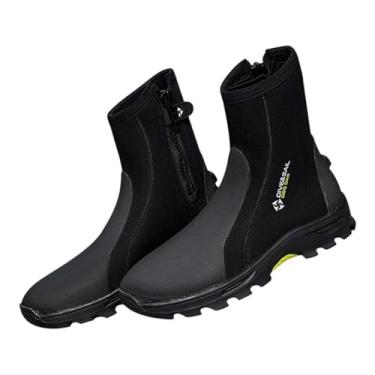 Imagem de Generic Botas de mergulho de neoprene de 5 mm, botas para roupa de mergulho, zíper lateral para wakeboard, sola antiderrapante com travas, biqueira reforçada, Ue 42