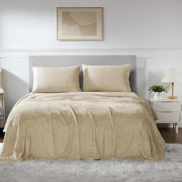 Imagem de Lençóis Queen de lã – lençol de cima e fronhas de microlã quentinho para clima frio outono/inverno – lençol de cima e fronhas de microfibra