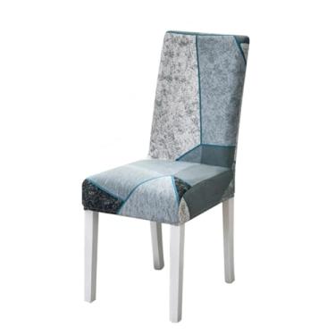 Imagem de Capa para cadeira estampada, lavável, grande, elástica, para cozinha, assentos elásticos, para sala de jantar, casamento (6 peças/W1-Y059)