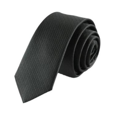 Imagem de Gravata Skinny Preta Masculina 5cm - Poliéster, Seda e Jacquard, 5sb00