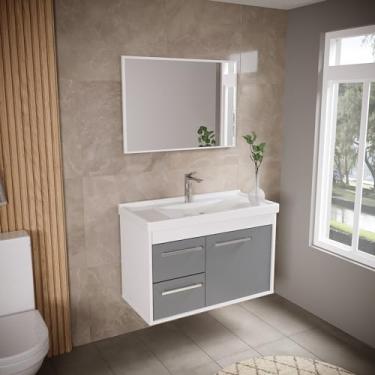 Imagem de Gabinete Armario para Banheiro 100% MDF com Cuba - Potenza 63cm (Gianduia)